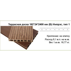 Террасная доска HOLZDORF ТД Импрэс 24х162х2400мм