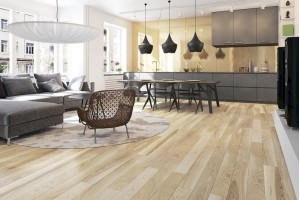 Паркетна дошка Barlinek PURE Ясень Saimaa Grande FAMILY, 1х смуговий, лак, 14*180*1100 мм