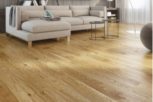 Паркетна дошка Barlinek PURE Дуб Bright Piccolo FAMILY, 1х смуговий, олыя, фаска, брашований, 14*130*2200 мм