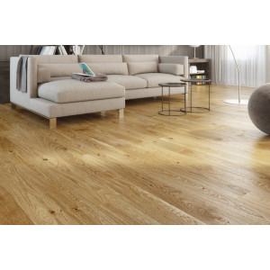 Паркетна дошка Barlinek PURE Дуб Bright Piccolo FAMILY, 1х смуговий, олыя, фаска, брашований, 14*130*2200 мм