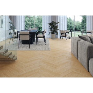 Кварц вініл Barlinek Next Step Herringbone Cream Oak HB, селект, 34 клас, ультра-матовий лак, мікрофаска 4v, 5*127.9*639.5 мм