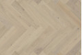 Паркетна дошка Barlinek PURE Classico Line англійська ялинка Дуб Marzipan Muffin Piccolo FAMILY, матовий лак,  попіл, 4-х стороння фаска, брашований, 14*130*725 мм