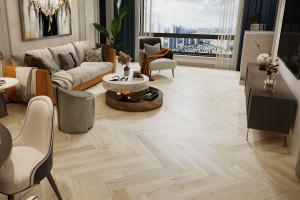 Паркетна дошка Barlinek PURE Classico Line англійська ялинка Дуб Salt Family, олія OXI, брашований, 4-х стороння мікрофаска, 14*130*725 мм