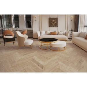 Паркетна дошка Barlinek - PURE Classico Line французька ялинка Дуб Balos, матовий лак, 4-х стороння фаска, брашування, 14*130*725 мм