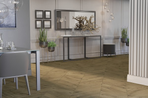 Паркетна дошка Barlinek - PURE Classico Line французька ялинка Дуб Ontario, матовий лак, 4-х стороння фаска, брашування, 14*130*725 мм