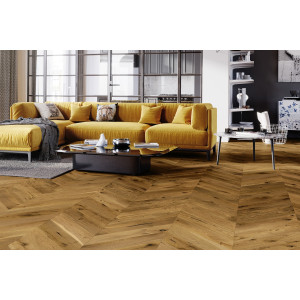 Паркетная доска Barlinek - PURE Classico Line французская елка Дуб Mainland, матовый лак, 4-х сторонняя фаска, браширование, 14*130*725 мм