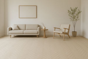 Паркетна дошка англійська ялинка Arkwood Oak Cotton White рустик 15x120x600 мм