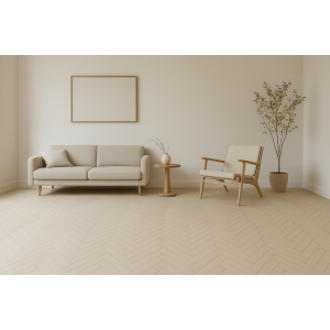 Паркетная доска английская елка Arkwood Oak Cotton White рустик 15x120x600 мм