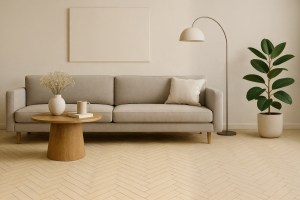 Паркетна дошка англійська ялинка Arkwood Oak Cotton White класик13x90x500 мм