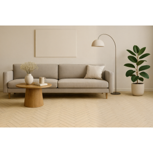 Паркетна дошка англійська 3-шарова  ялинка Arkwood Oak Cotton White класик14x90x500 мм