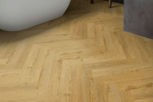 Quick-Step вініл Pristine Дуб осінній натуральний, англійська ялинка, 33 клас, водостійкий, клейовий, фаска 4v, брашований, 2.5*129*740 мм